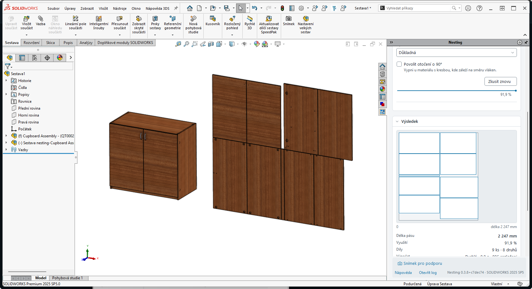 Nářezový plán v SolidWorks
